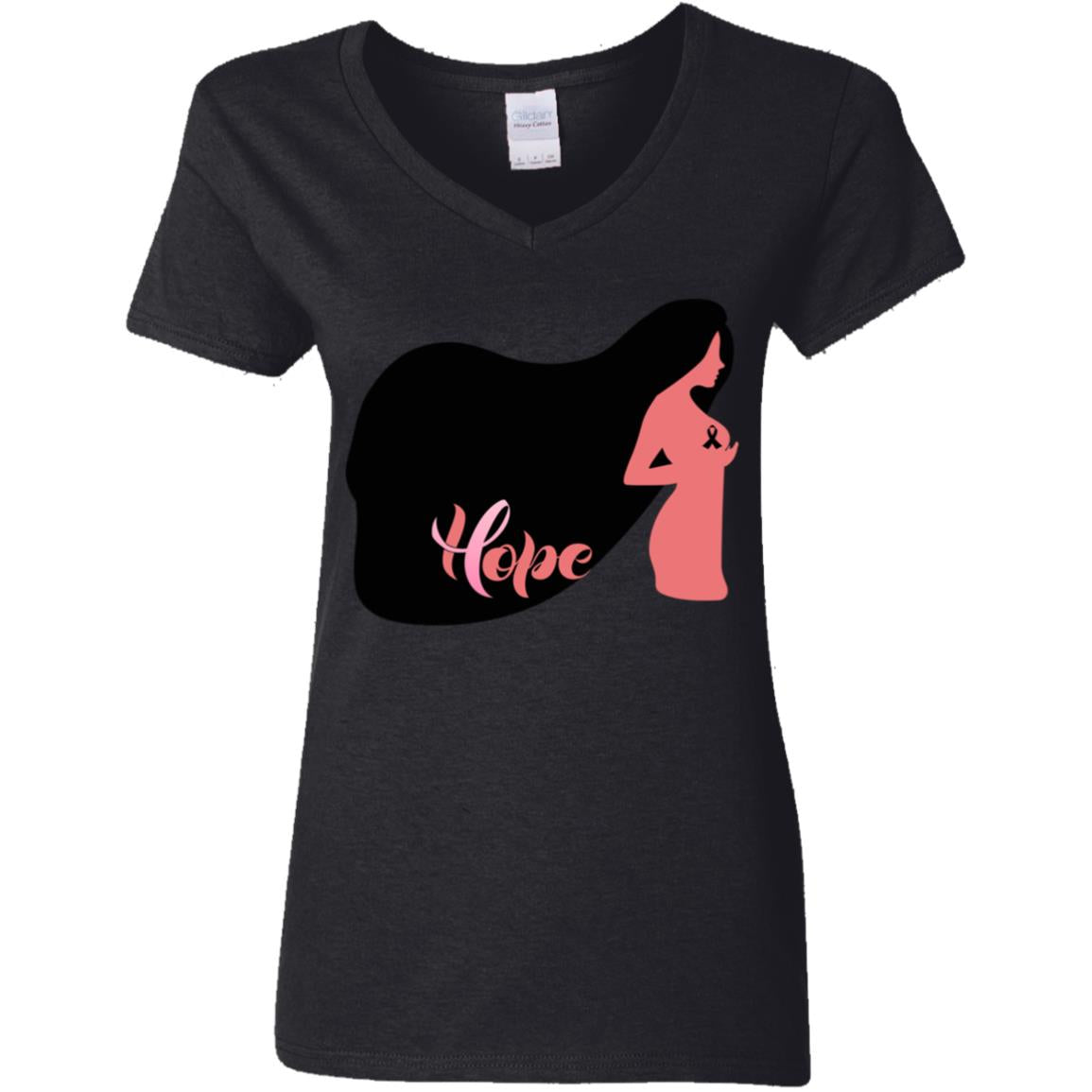 Breast Cancer Hope V-Neck T-Shirt