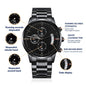 Black Chronograph Watch (ENGRAVED BY YOU) Groomsmen,Father,Husband,Son Keepsake