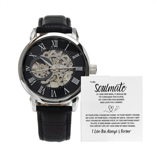 Men's Openwork Watch for My Soulmate a gift for him on Birthday, Anniversary,Fathers Day