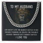 To My Husband message card and CUBAN LINK CHAIN polished stainless steel or 14k yellow gold