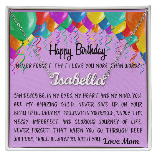 BIRTHDAY / CUSTOM NAME NECKLACE for my DAUGHTER  LOVE MOM
