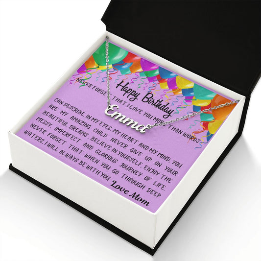 BIRTHDAY / CUSTOM NAME NECKLACE for my DAUGHTER LOVE MOM