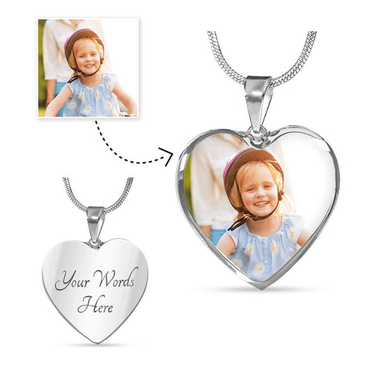 HEART PHOTO PENDANT (Upload Your Photo) gift for Mom,Grandma,Aunty,Sister