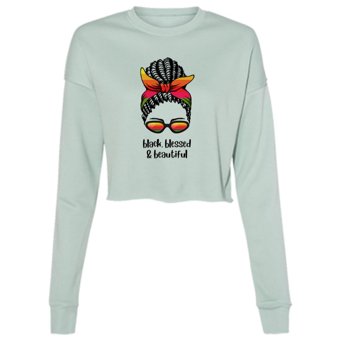 Black,Blessed & Beautiful,Ladies' Cropped Fleece Crew