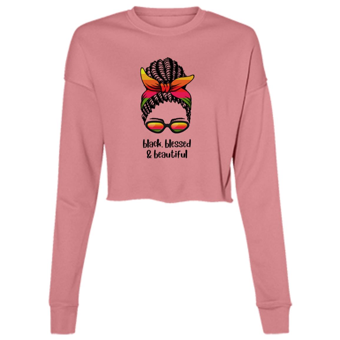 Black,Blessed & Beautiful,Ladies' Cropped Fleece Crew