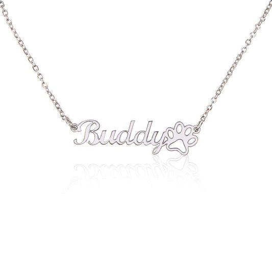 Custom Name Necklace & Paw Print