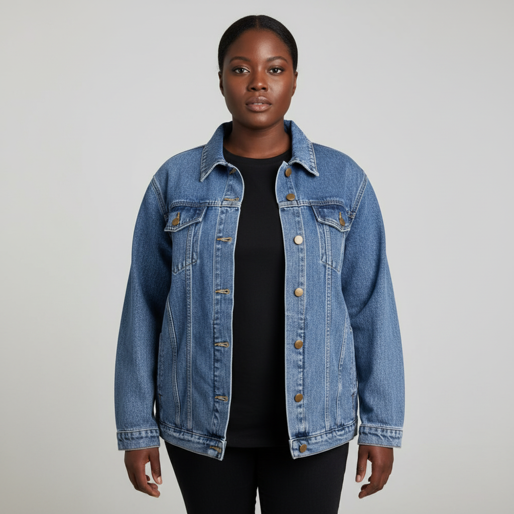Denim Jacket Front View - No Front Design
