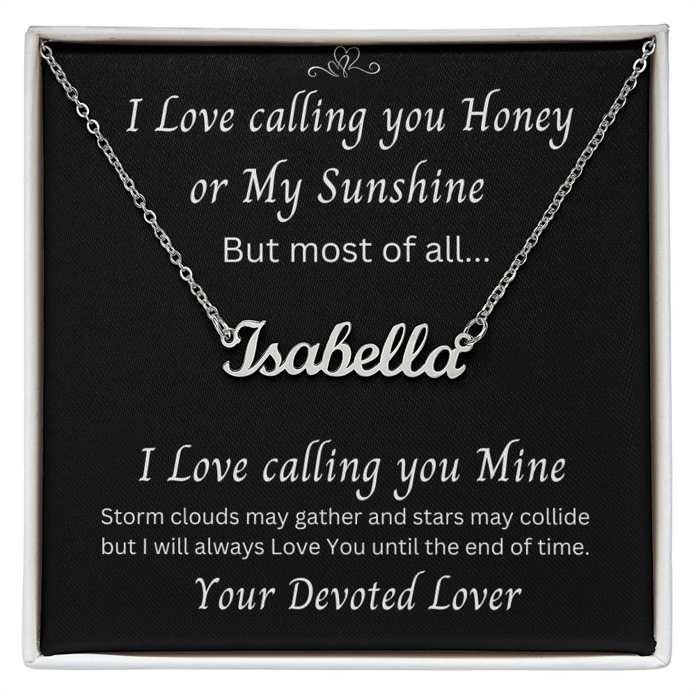 Custom Name Necklace for my Honey from your Devoted Lover