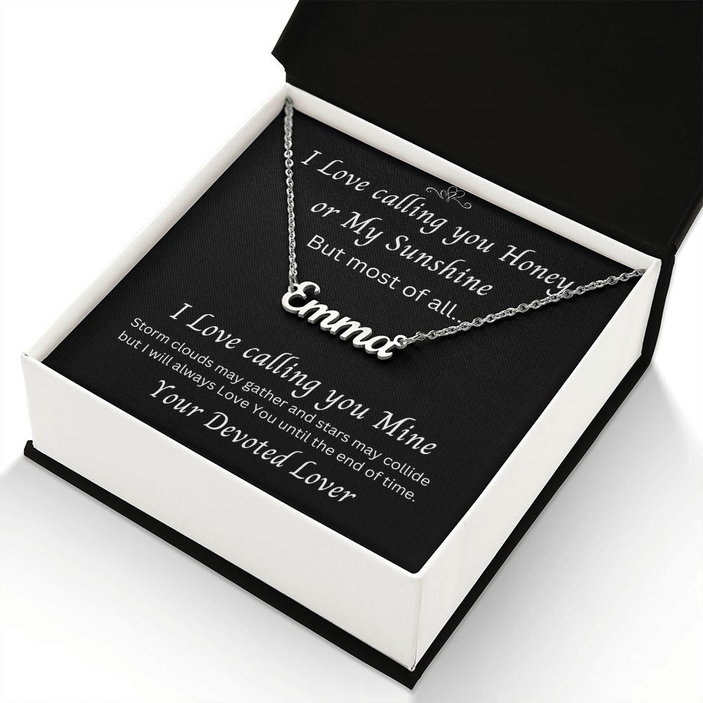 Custom Name Necklace for my Honey from your Devoted Lover