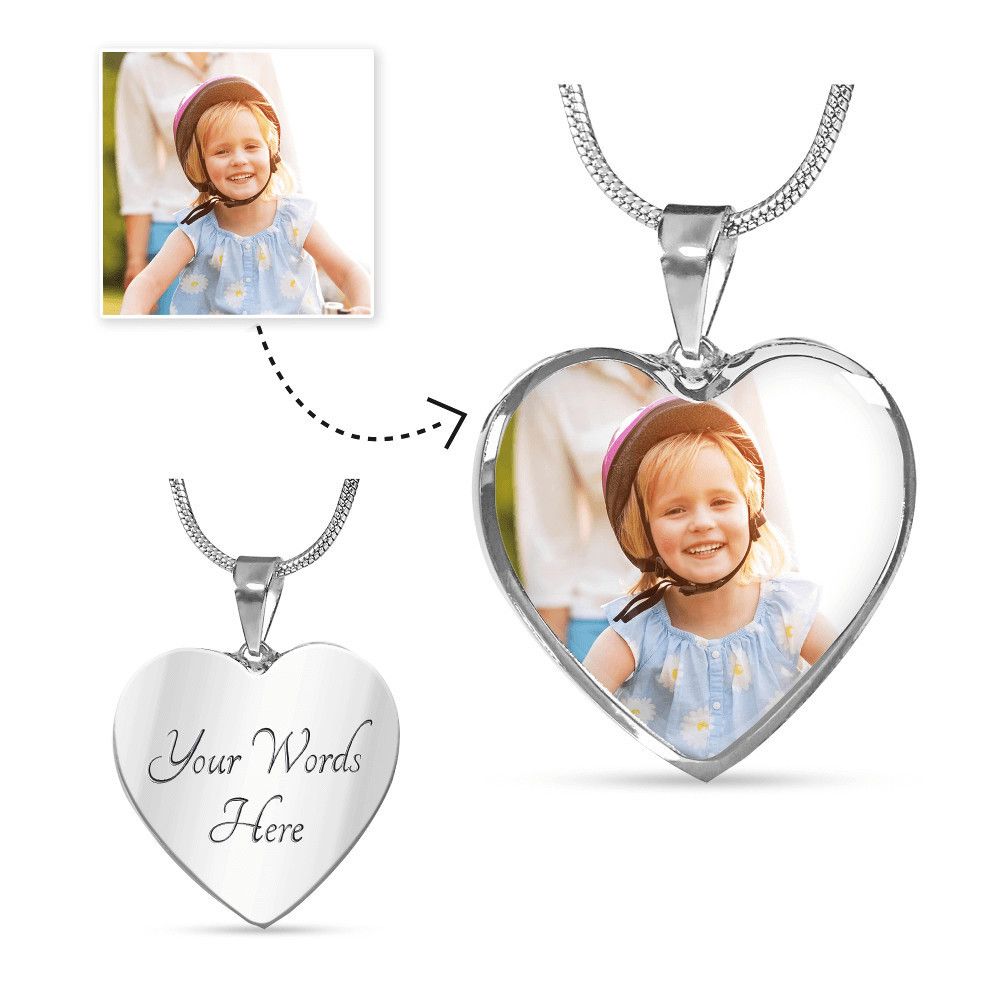 HEART PHOTO PENDANT (Upload Your Photo) gift for Mom,Grandma,Aunty,Sister